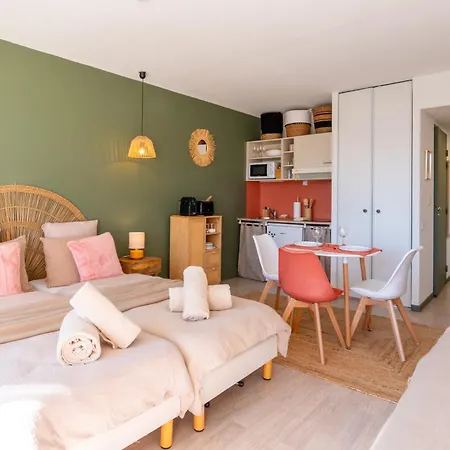Cosy 2-3 Pers, Balcon, Parking Prive, Clim, Wifi - 15 Min Sanctuaire Lägenhet *